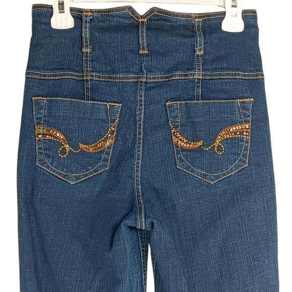 SOUTHPOLE Vintage High-waisted Wide Leg Dark Blue Jeans Size 7 Junior - Picture 4 of 7